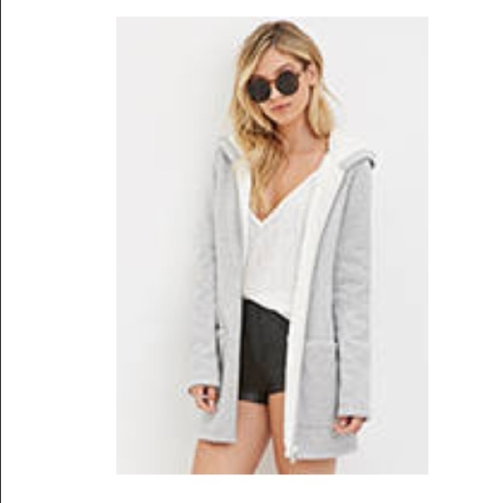 PLUSH-LINED HEATHERED HOODIE, M, HEATHER GREY